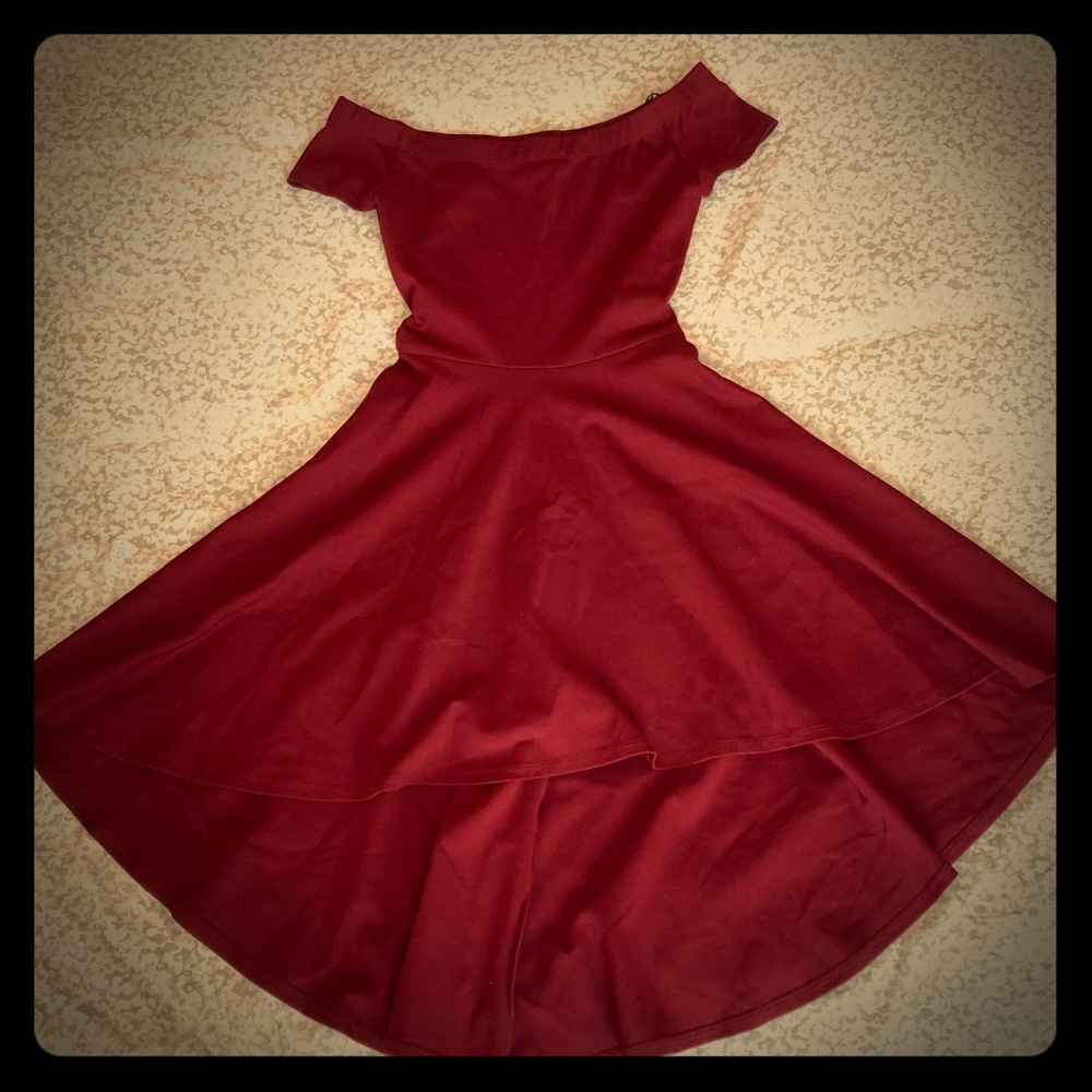 Burgundy High-low Dress